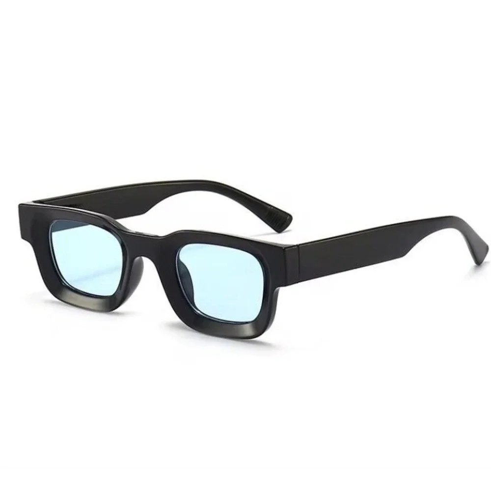 Square Sunglasses Blue Lens Black Frame Mens Fashion Sun Glasses Classic Lentes‎